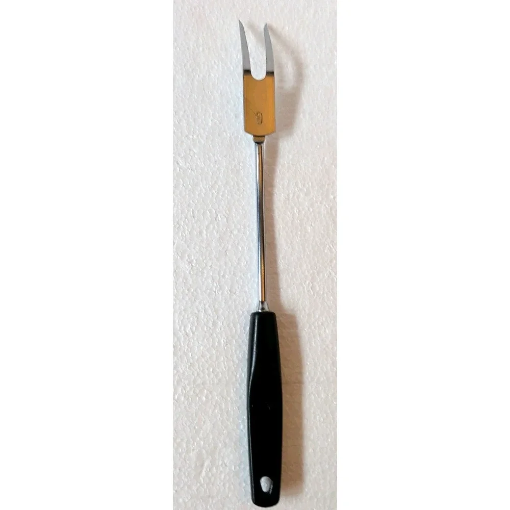 VTG 1970s Foley Chrome Plated Serving Fork Meat‎ 2 Prong USA Black Handle MCM